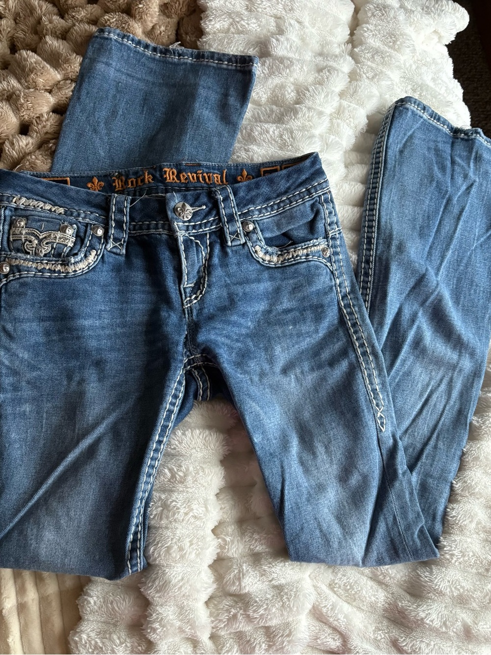 Rock Revival Women's Medium Blue Embellished Skinny Jeans